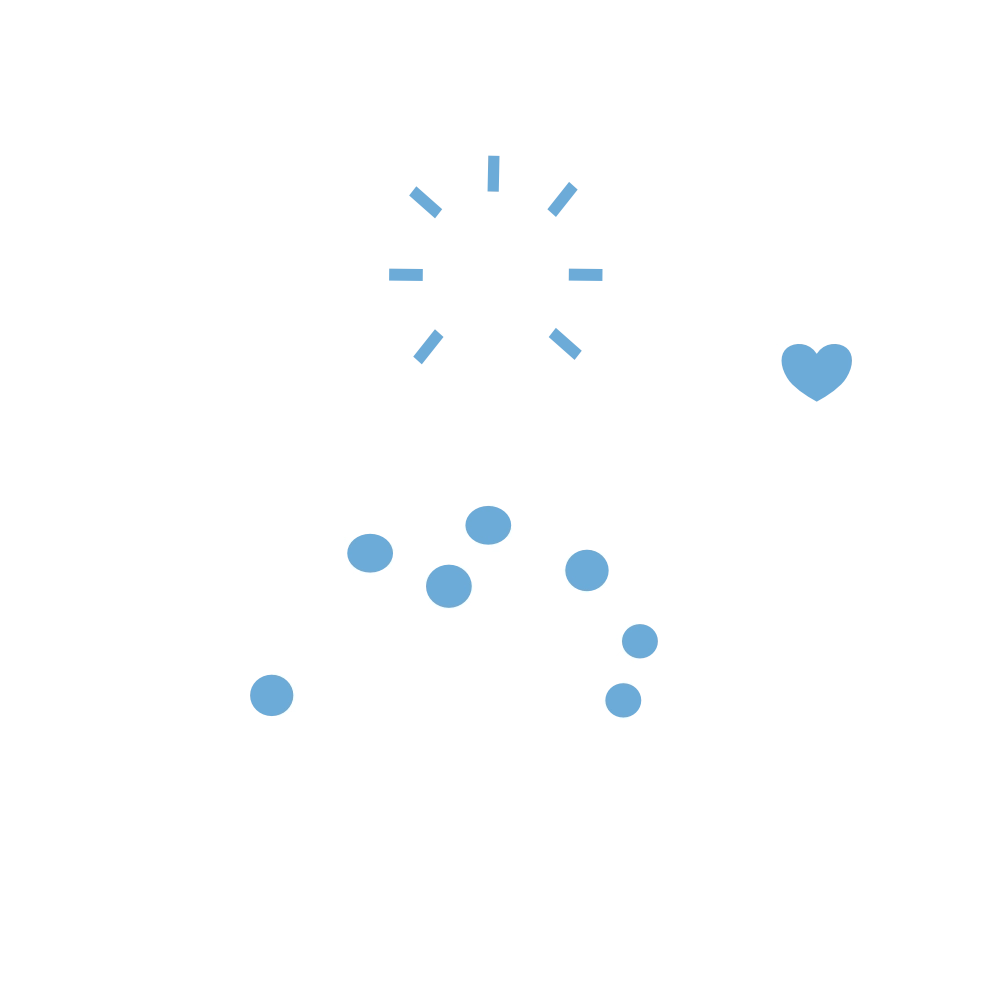 Flat illustration of a lightbulb above scattered dots suggesting bespoke ideas coming together